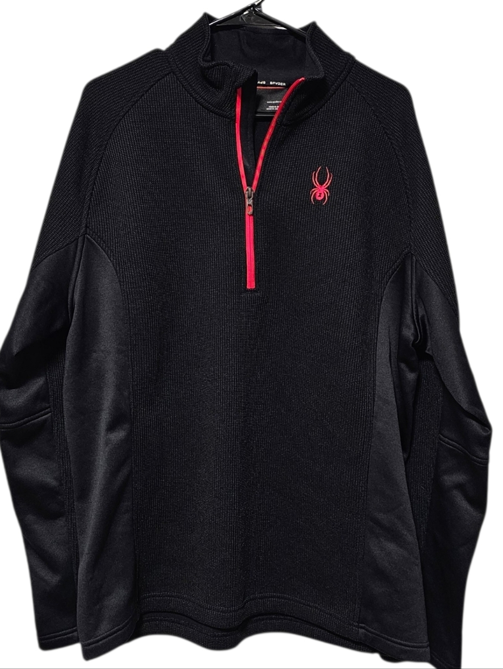Spyder Outbound Men's Black & Red Fleece Lined Half Zip Pullover Size XL